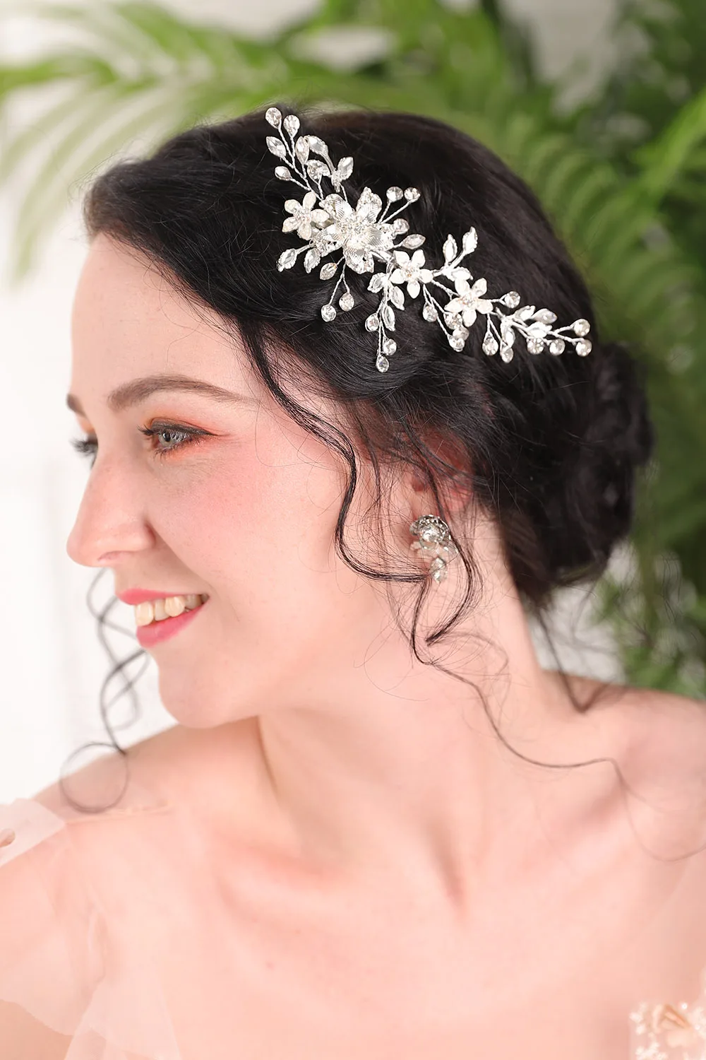 Винтажная заколка для волос в форме короны с листьями и цветами элегантное