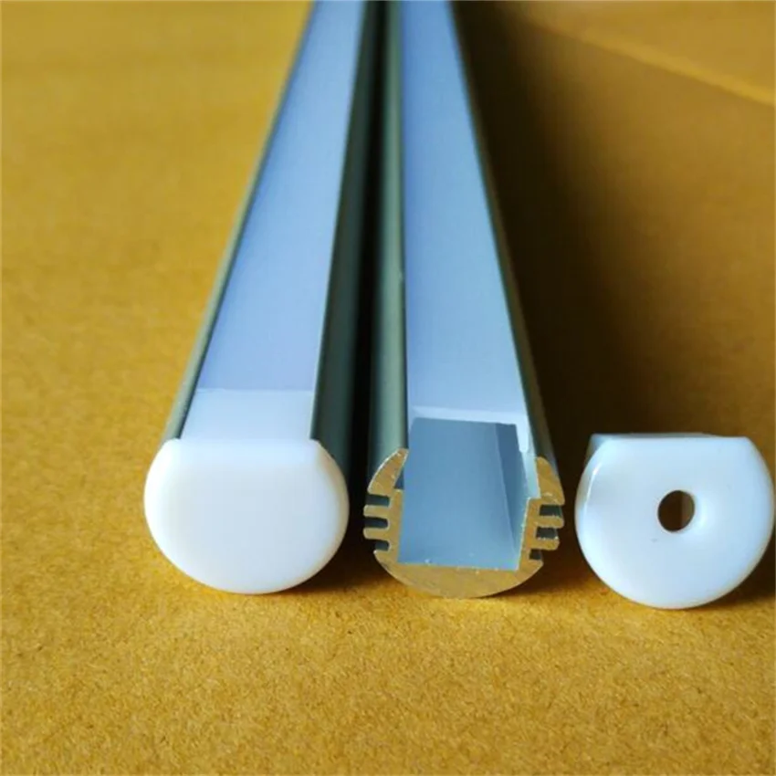 1m/pcs Round Anodized Aluminum LED channel profile with Milky diffuser for LED strip housing