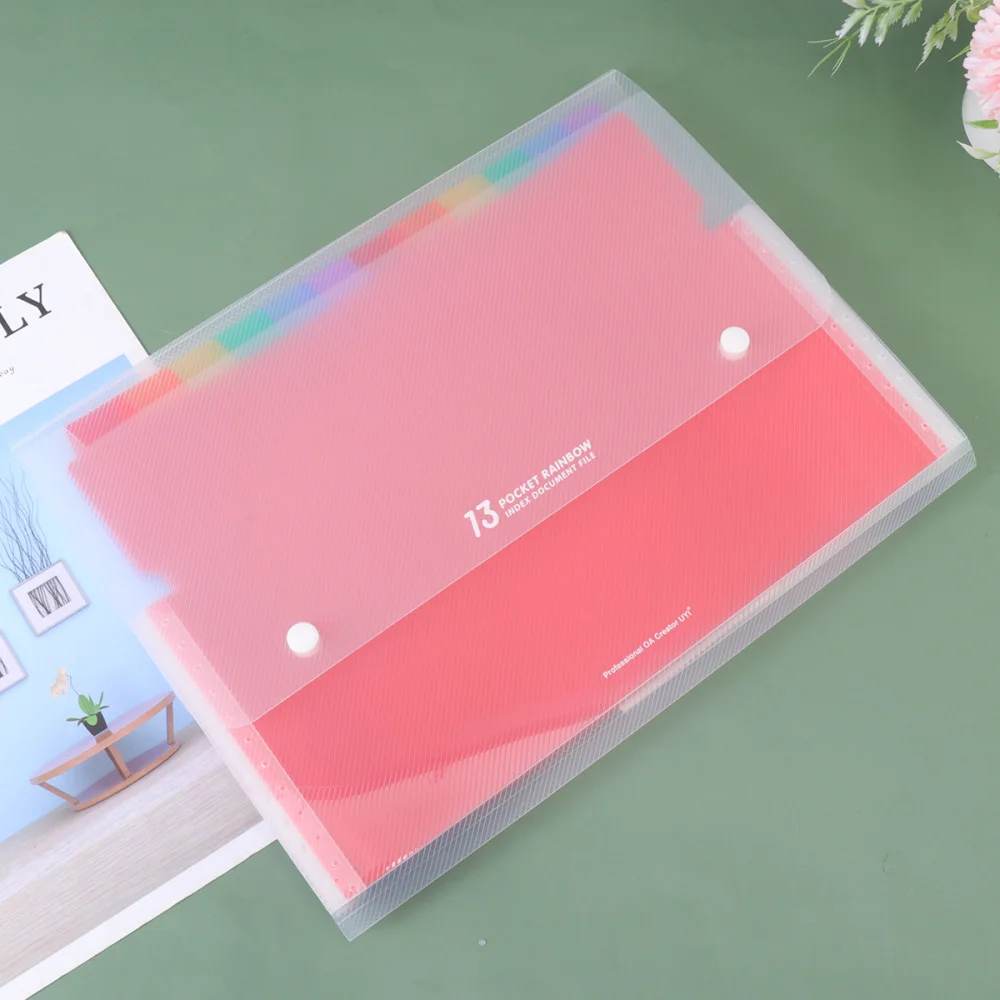 

Classifying File Folder with 2 Snap Fasteners Rainbow Document Folders Expandable File Bag Portable File Organizer (13 Pockets)