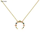 Колье-чокер женское из серебра 925 пробы, с золотой подвеской в виде Луны и радуги