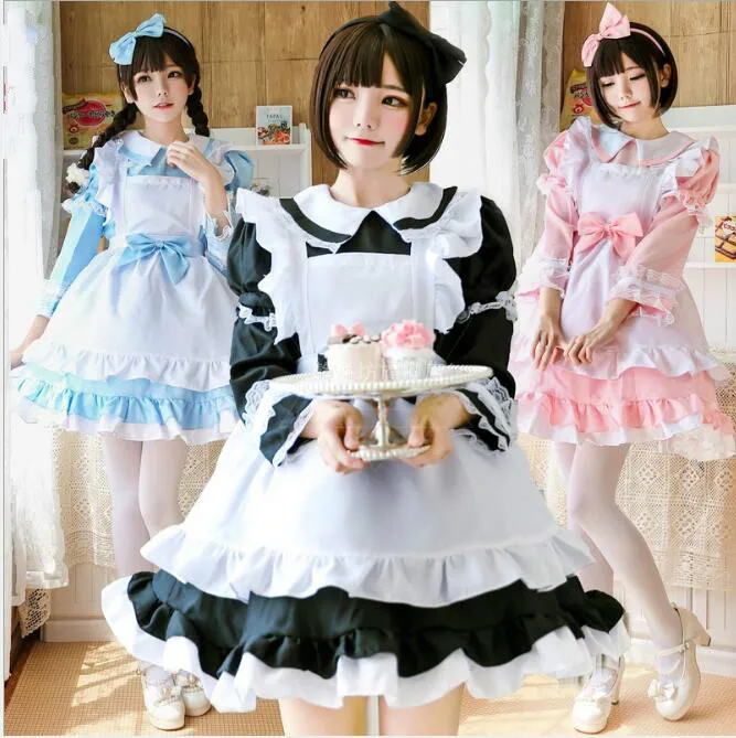 

1 set Costume Lolita Dress Maid Cosplay Christmas Halloween Party Women Girls Maid Lolita Cosplay Costumes