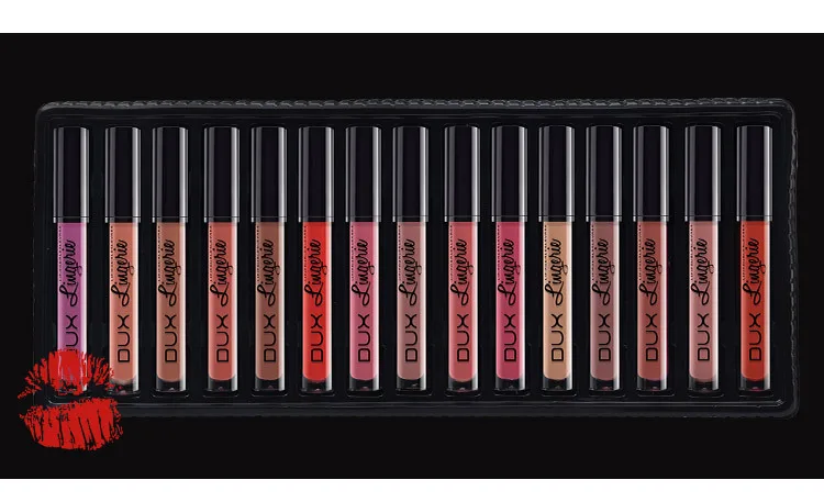 15 шт./лот матовый пигментный губ Глянцевая жидкость губная помада Длительное