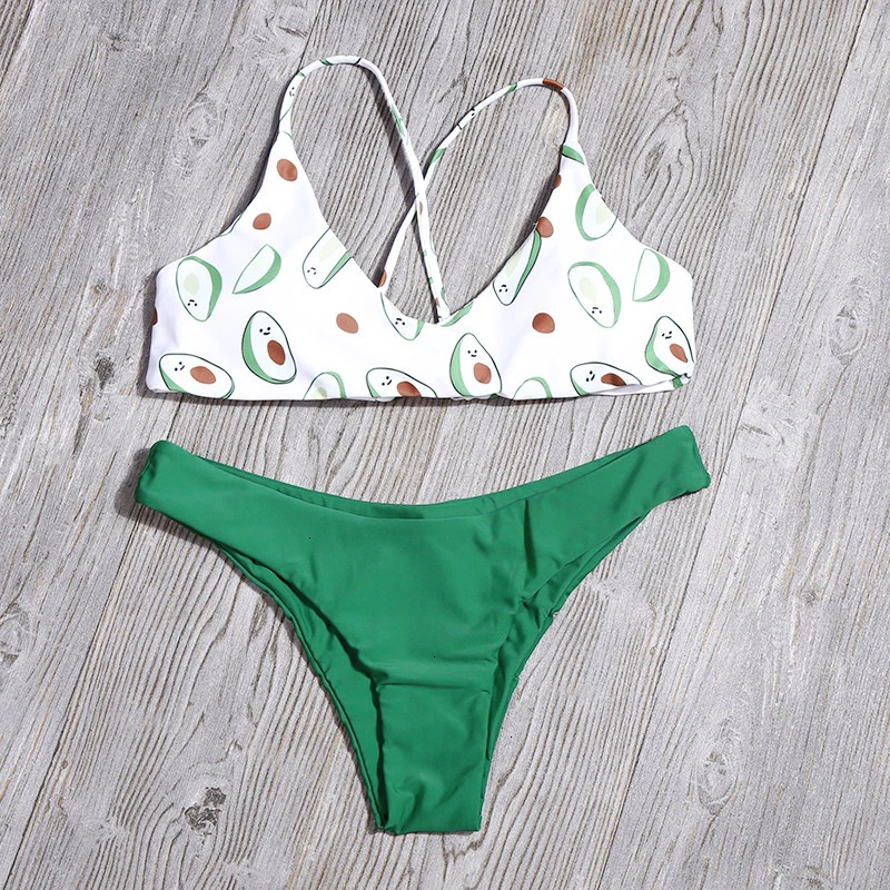 Сексуальный комплект бикини с принтом женский купальник топ Бразильский низкой