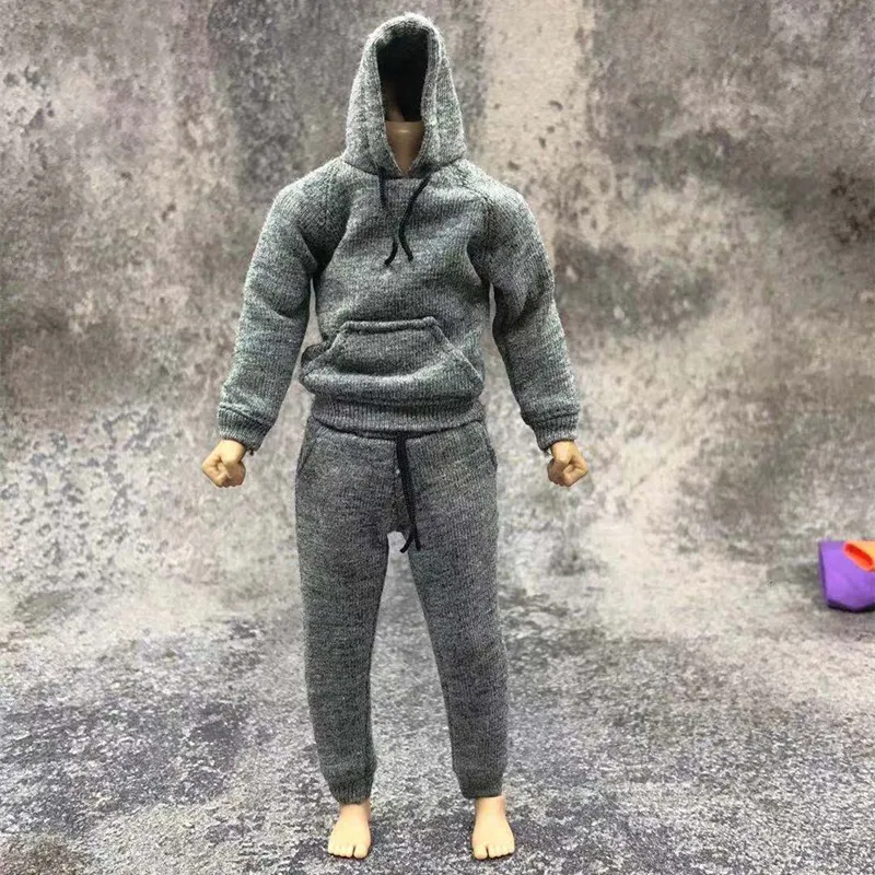 

T-shirt 3 Pieces Set 1/12 Scale Male Female Figure Clothes Set Sports Suits Hoodie and Pants for 6 inches Action Figure Body
