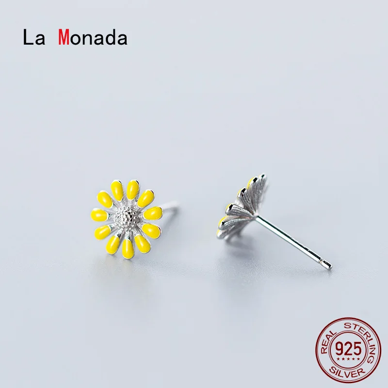 

La Monada Stud Small Earrings For Women Yellow Flower 925 Sterling Silver Earrings Woman Ear Piercing Stud Earrings For Girls