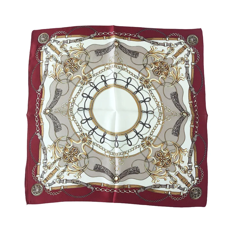 

Brand 2020 Women 100% Silk Scarf Square Neck Hair Scarves Foulard Shawls And Wraps Bandana Neckerchief Headband Hijab 53*53cm