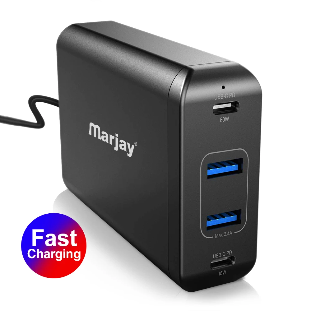 Marjay 60 Вт PD Быстрая зарядка 3 0 USB зарядное устройство для iPhone samsung Мульти iPad Macbook
