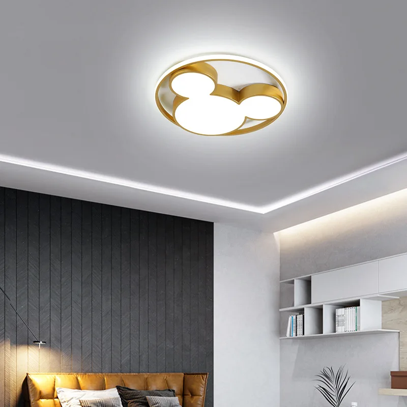 

Nordic Gold Modern New LED Ceiling Light Children's Kid Lighting Creative Mickey Bedroom Warm Romantic Home Decor Acrylic Lamp