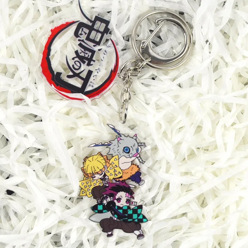 

6 Styles Demon Slayer Keychains Wholesale Ghost Kill Blade Animation Peripheral Double-Sided Key Chains Acrylic Pendant Keyrings