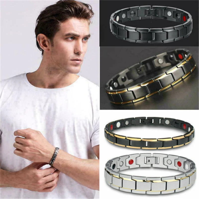 1 шт. мужской модный терапевтический энергетический браслет из нержавеющей стали