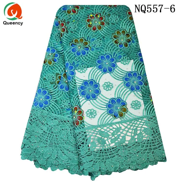 

NQ557 African Unique design French Lace Embroidered Fabric with stones Wax Pattern with Cord Lace botton for clothes sewing 5ys