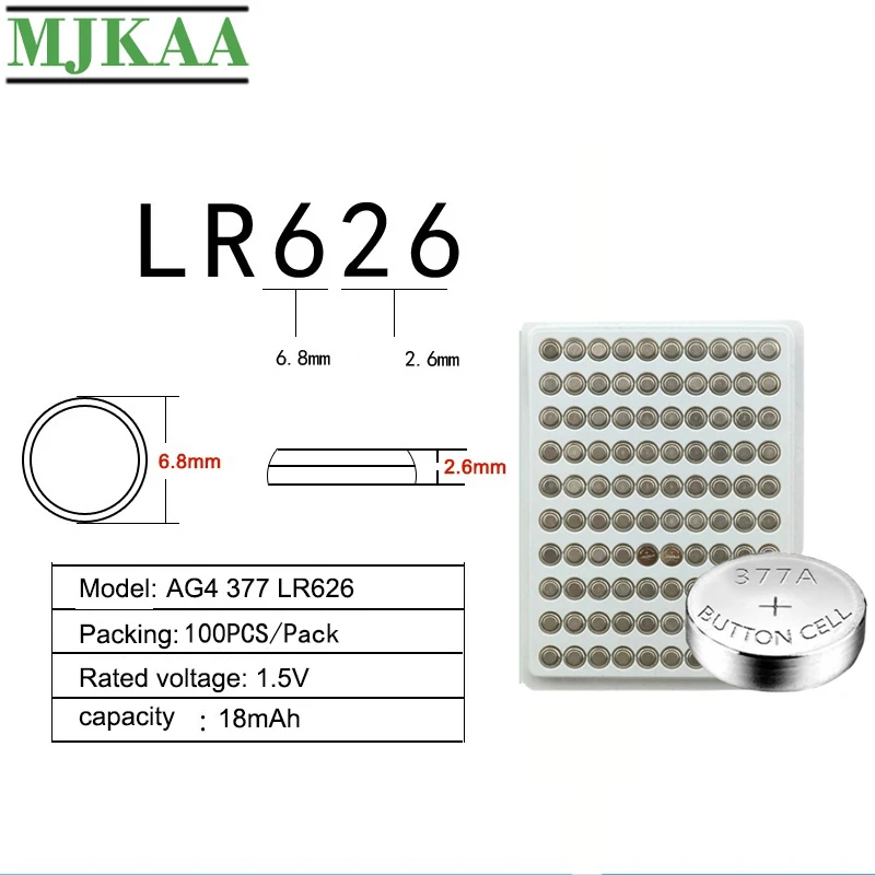Щелочные батарейки типа Таблетка MJKAA 400 шт. AG4 377 LR626 SR626SW 1 55 в для игрушек часов |