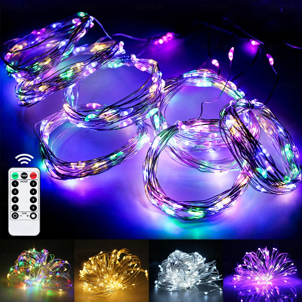 

Colorful LED String Light Remote Control Lights for Party Garland Christmas House Indoor Courtyard Decoration Dimmable Lighting