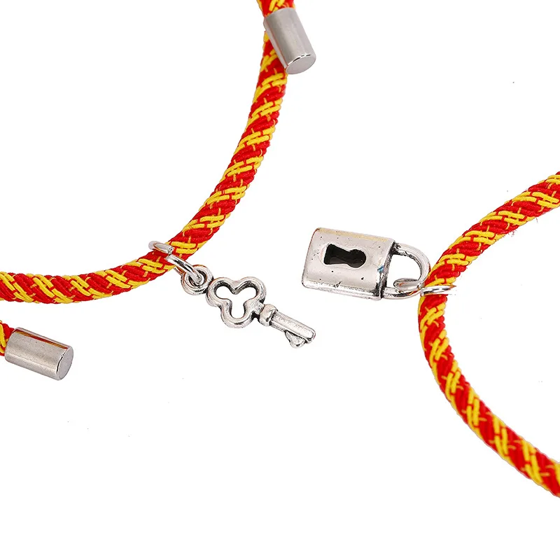 Магнитные Парные браслеты с замком для ключей влюбленных регулируемые дружбы