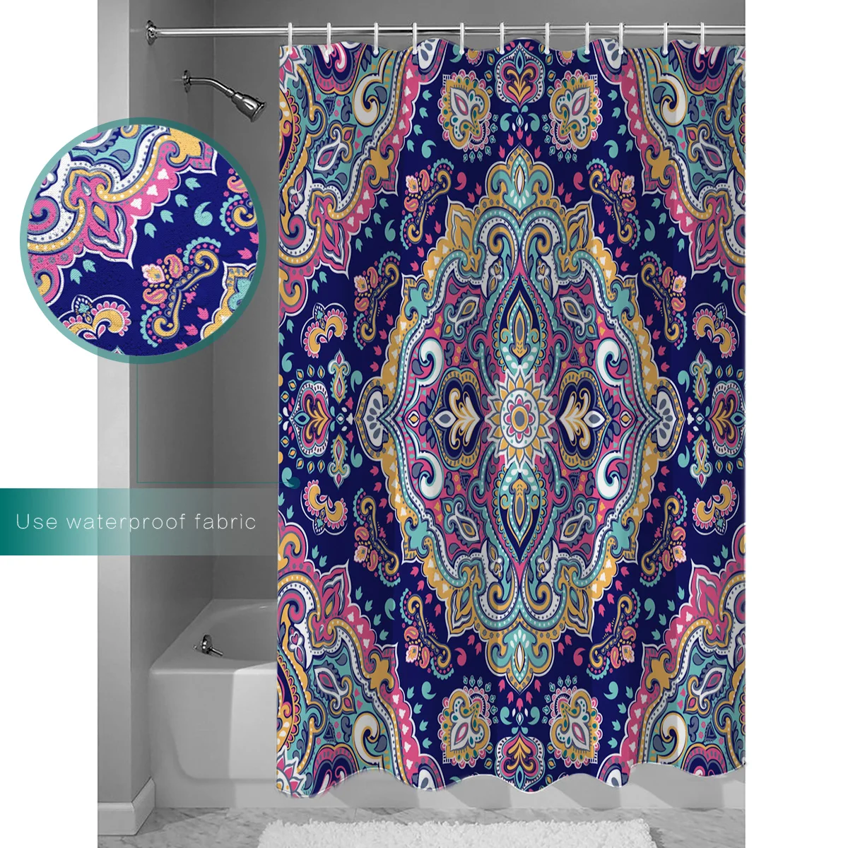 Indian Style Shape Flower Shower Curtain Bathroom Decor Fabric Farmhouse | Дом и сад