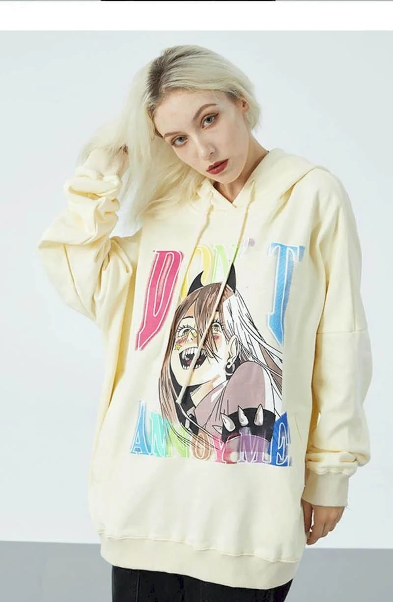 

Harajuku Anime Girl Printed Sweatshirt Women Hip Hop Long Sleeve Hooded Pullovers Loose Hoodies Korean Tops Women Streetwear