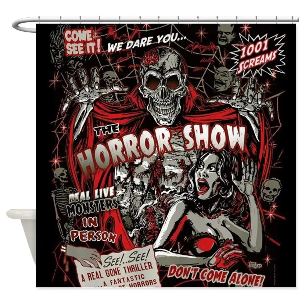 Декоративная тканевая занавеска для душа с изображением монстров из фильма