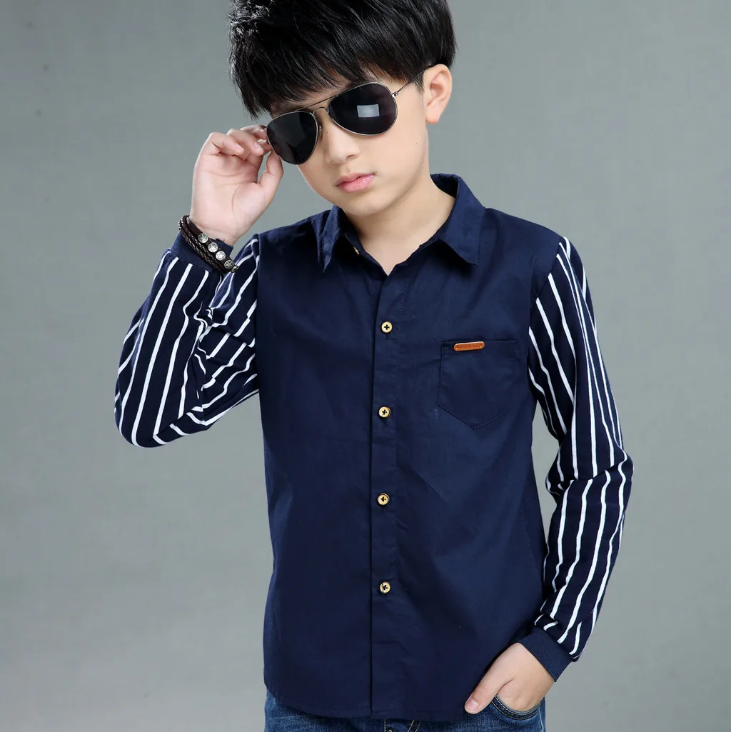 Детские топы MUQGEW рубашка джентльмена в полоску с длинным рукавом одежда отложным