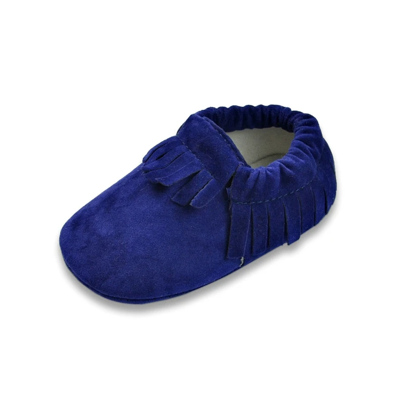 Royal blue Популярные мокасины из искусственной замши для новорожденных мальчиков и девочек; Мягкие Мокасины; обувь с бахромой на мягкой нескользящей подошве; обувь для малышей - Цвет: Royal blue
