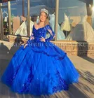 Свадебные платья xv, с блёстками, Королевский Синий Цвет Бальные платья одежда с длинным рукавом корсет бальное платье с блестками Сладкий 16 платье