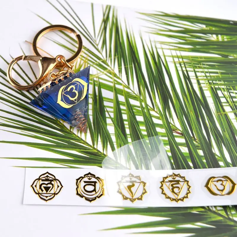 7 Чакра медная энергетическая башня Orgonite наклейки DIY Пирамида эпоксидная смола