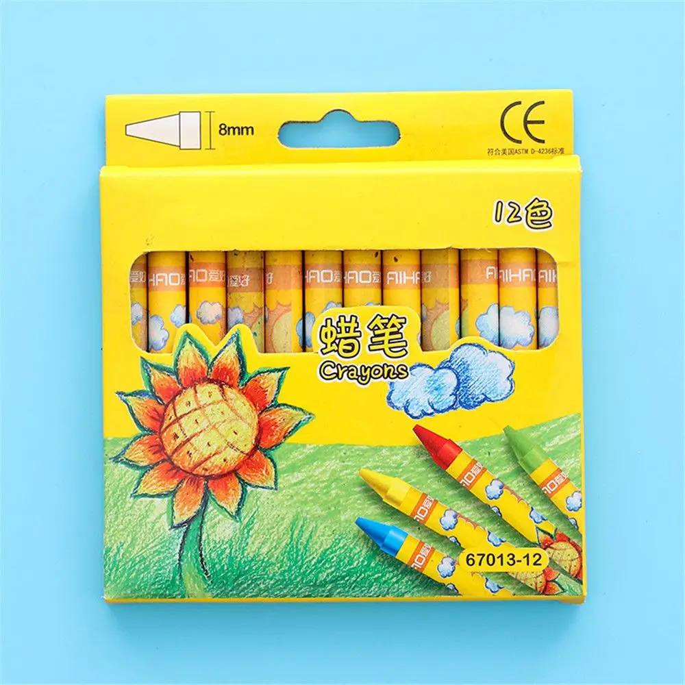 12pcs 8/12/24 Цвета нетоксичный восковой карандаш творческий граффити кавайные ручки подарки для детей для рисования маркеры школы искусства поставки - Цвет: 12pcs