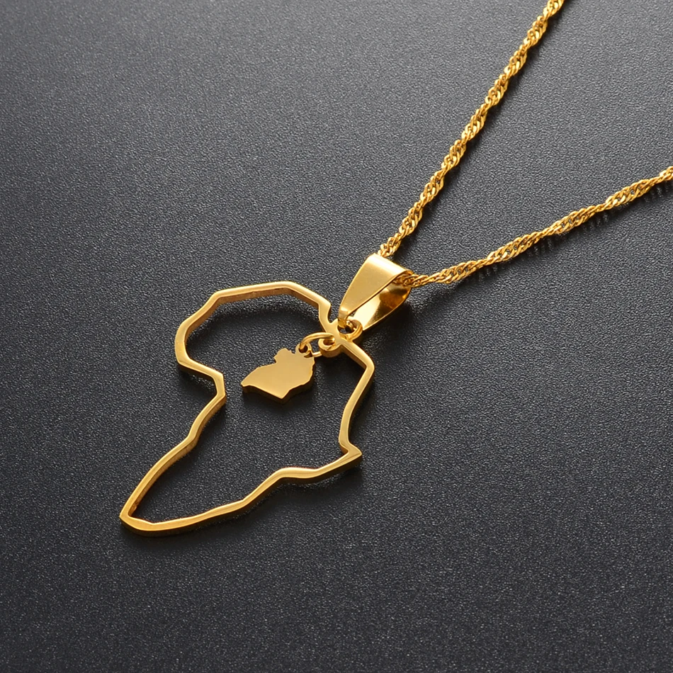 

Anniyo Uganda Map Pendant Necklaces Gold Color Jewelry Map Ugandan Gift #160321