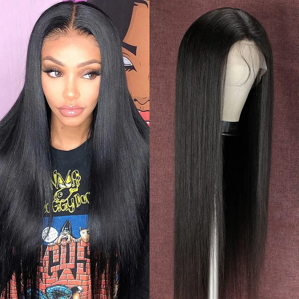

WoWEbony Straight 360 Lace Frontal Wig Brazilian 4x4 Lace Closure Wig Glueless 370 Lace Wig Remy 150% T Part Lace Frontal Wig