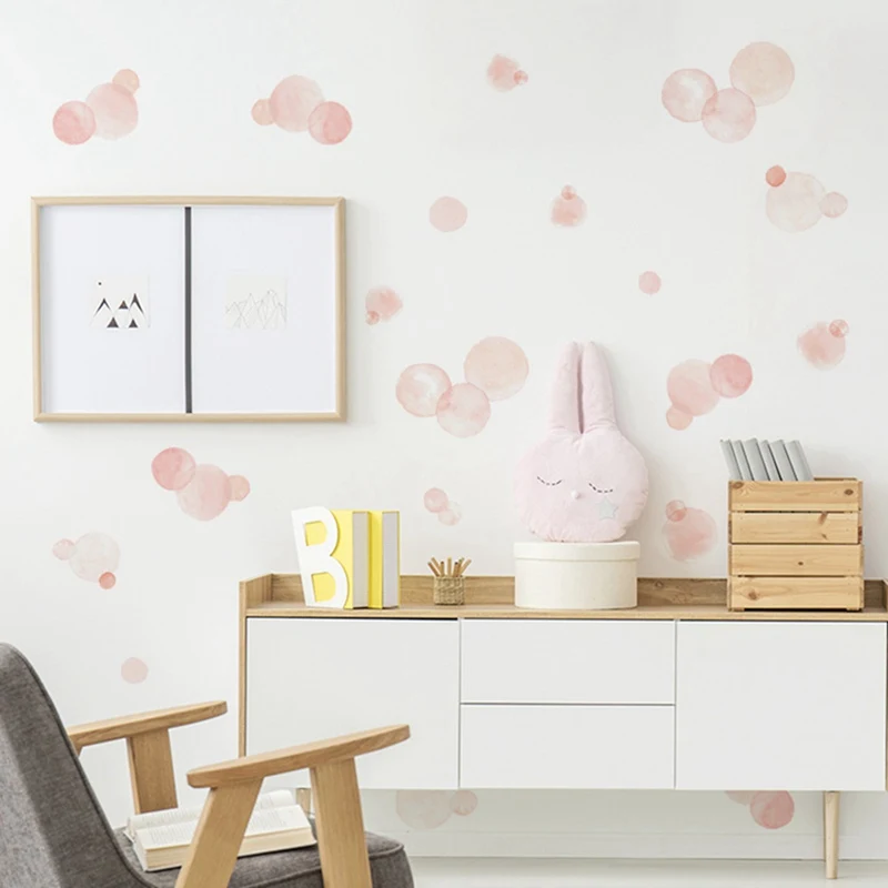 

Lovely Pink Polka Dot Wall Sticker Home Decor Bedroom Kids Girls Rooms PVC Waterproof Bedroom Wall Sticker Art Mural Wallpaper