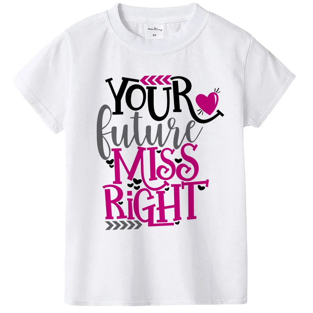 Рубашка на День святого Валентина с надписью Your Future Miss Right для девочек топы