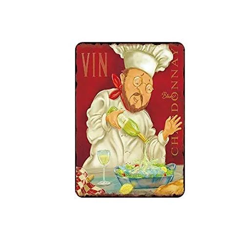 

Chief Kitchen Metal Wall Poster Tin Sign Vintage BBQ Restaurant Dinner Room Cafe Shop Decor
