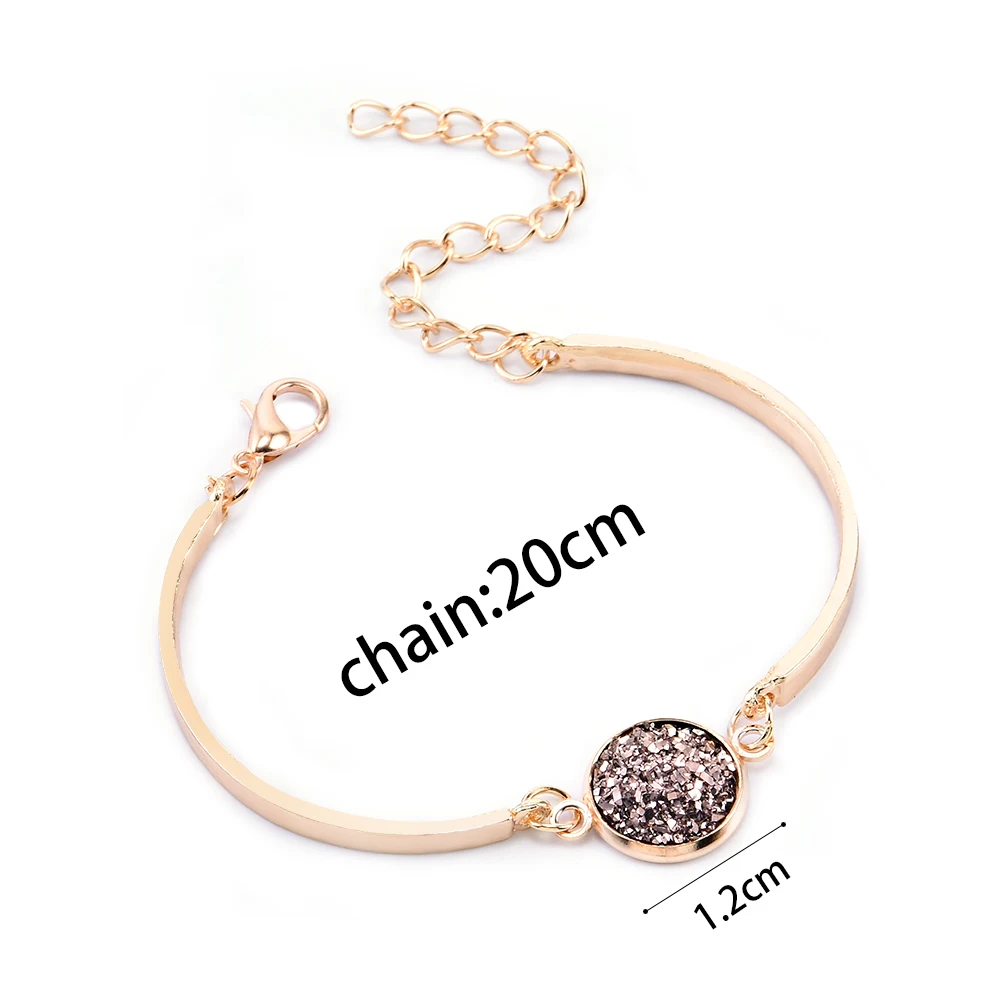 

Women Natural Round Stone Bangles Rhinestone Bracelet Jewelry Fashion Multicolor Crystal Love Gril Bracelets Jewelry