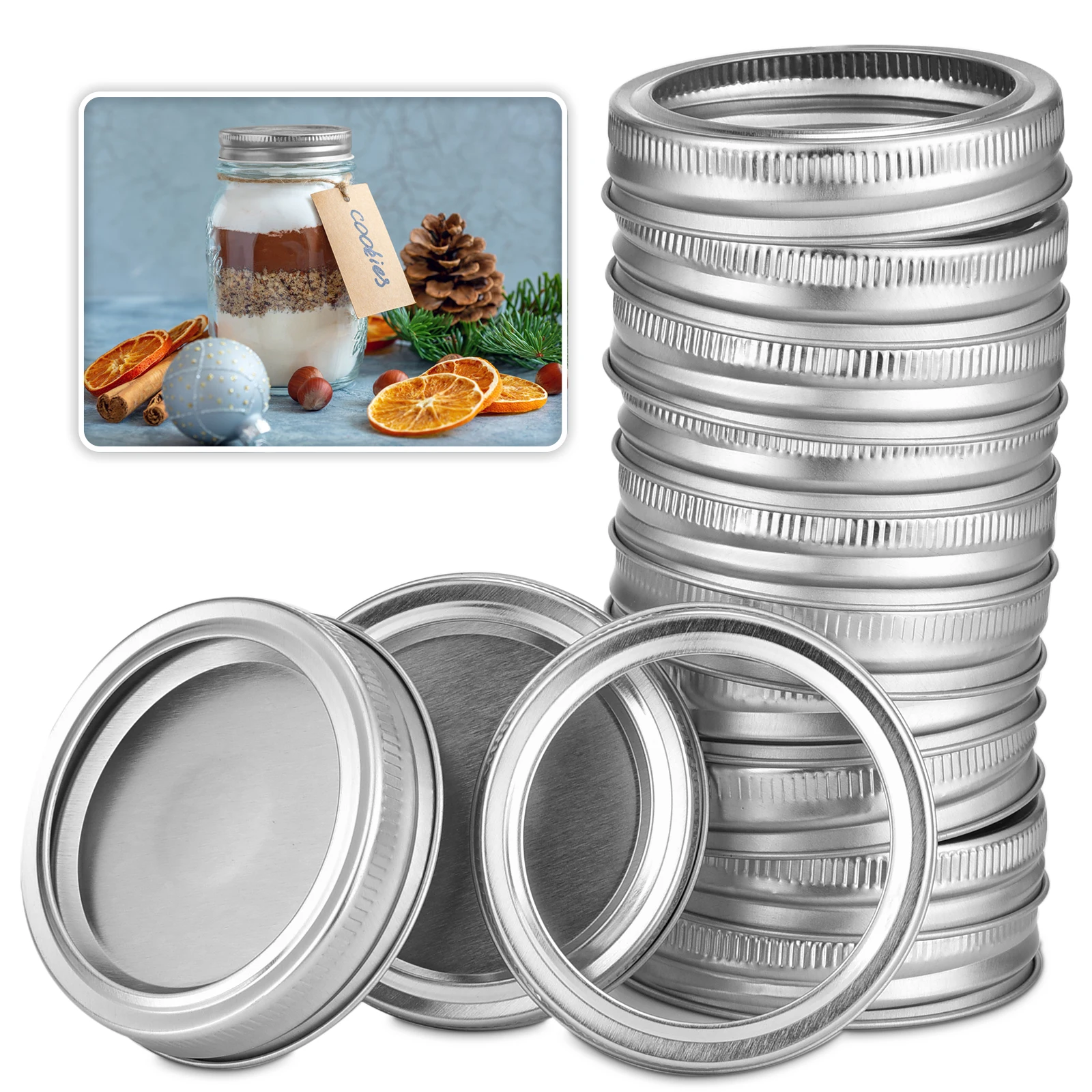 

Крышки для консервирования пластиковые, из нержавеющей стали, 12 шт.