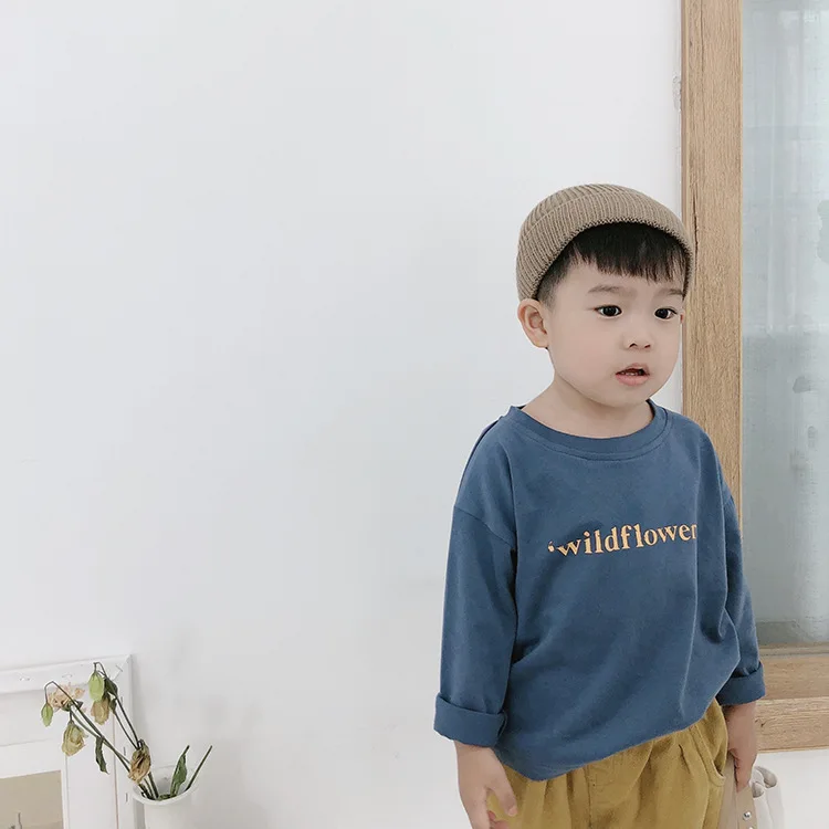 Весенне осенние детские повседневные футболки с буквенным принтом 5 цветов