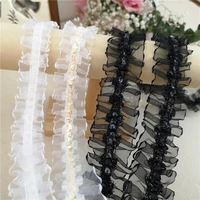fine organza center pleated sequin lace ribbon diy baby doll clothes skirt hat bag swimsuit sewing christmas tree decoration