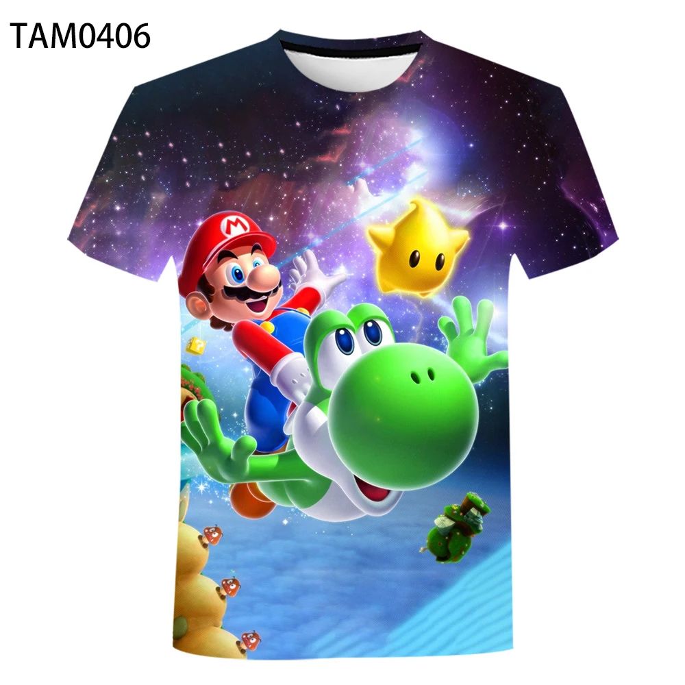 Футболка мужская и женская с 3D принтом Марио популярный Молодежный топ из