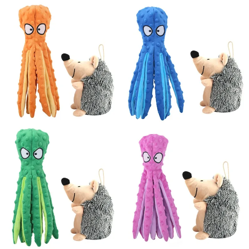 2pcs Plush Dog Toys Soft Stuffed 8 Legs Octopus Corn Outdoor Play Interactive Squeaky Dogs Chew Toy Sounding Pet Accessories