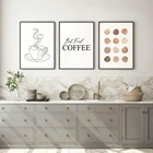 Настенная картина с цитатами кофе в скандинавском стиле, простой художественный принт черного, белого цветов, кофейная раскраска на холсте, постер для кафе и магазинов, украшение для стен
