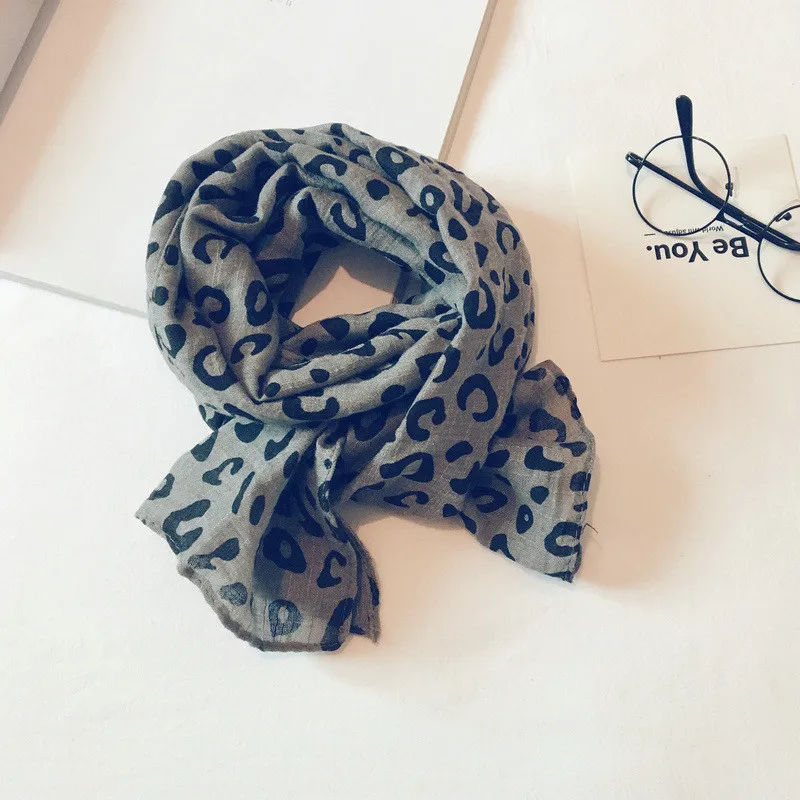 Детский хлопковый шарф с леопардовым принтом модный в Корейском стиле кольцом