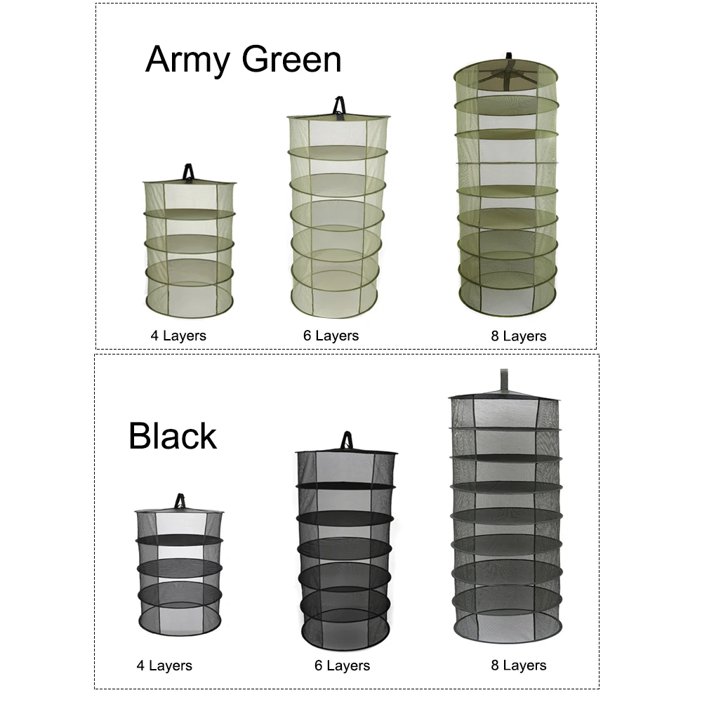 4/6/8 Layers Hanging Basket with Zipper Folding Dry Rack Herb Drying Net Dryer Bag Mesh For Herbs Flowers Buds Plants | Дом и сад