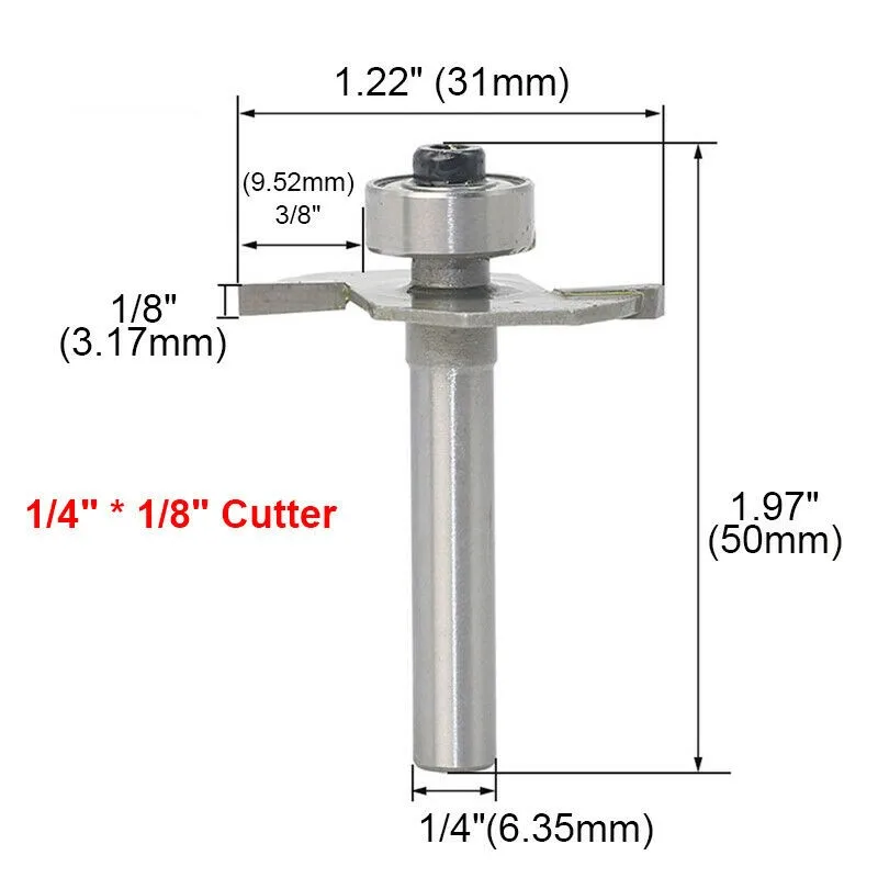 

T Slot Router Bit 1/4" Shank 1/8" Cutting Depth 2 Flutes HSS T-Slot Woodworking Cutter Grooving Tool Woodworking Machines