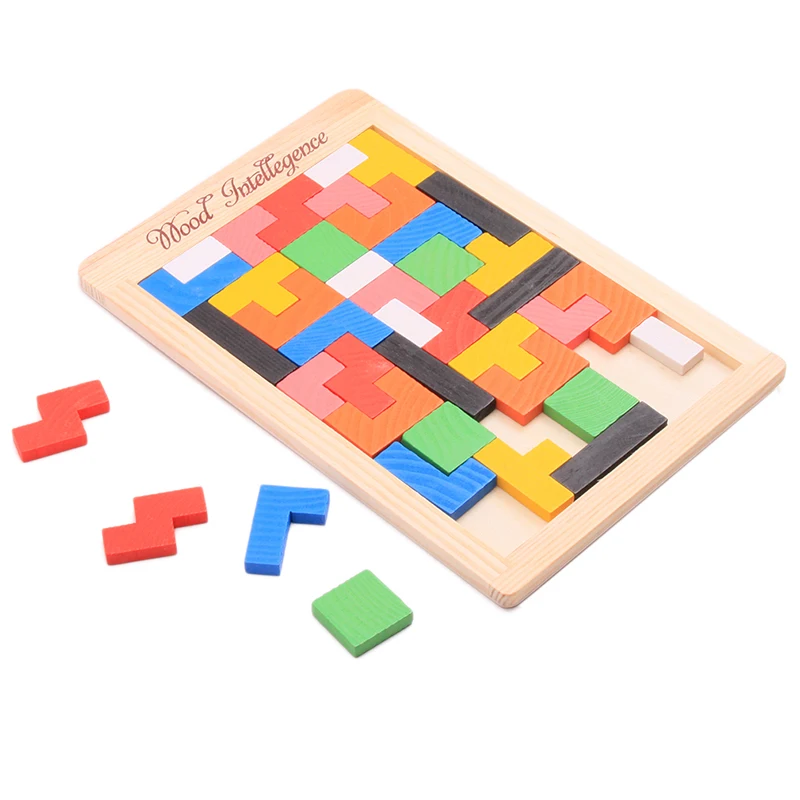 

Woonden красочные танграммы мозга головоломка тетрис игрушки игра дошкольного интеллекта детские ранние образовательные головоломки игрушки