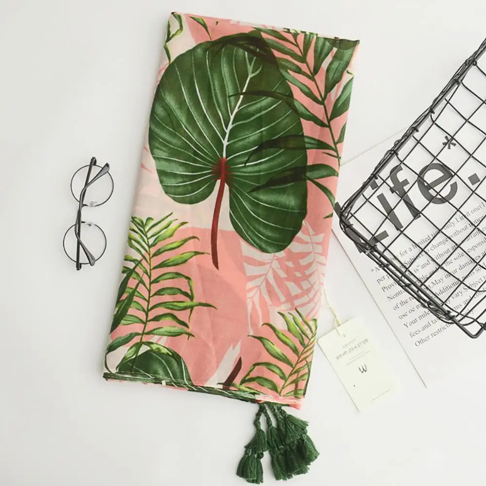 

Ethnic Fashion Women Long Soft Tassel Leaves Print Stole Wrap Scarf Shawl Gift