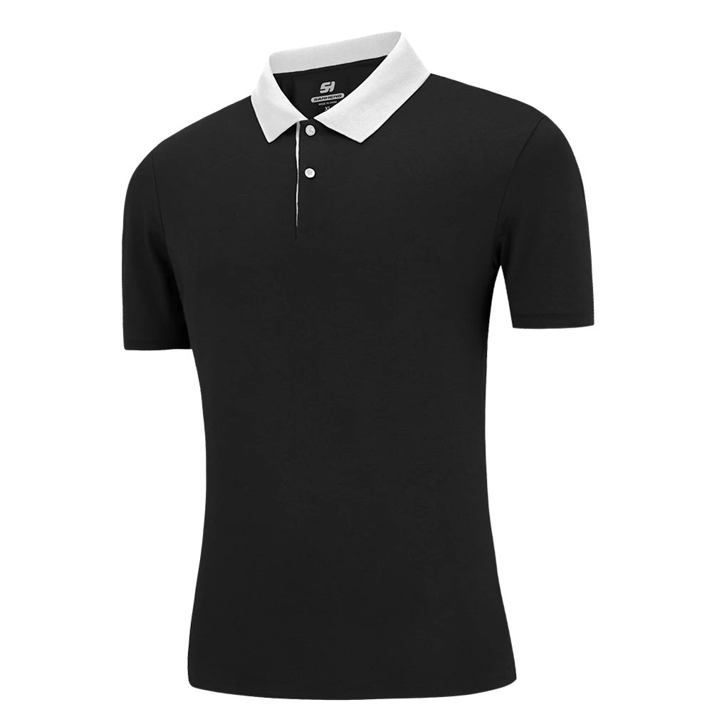 Бренд SANHENG мужская деловая Повседневная рубашка поло Мужская с коротким рукавом