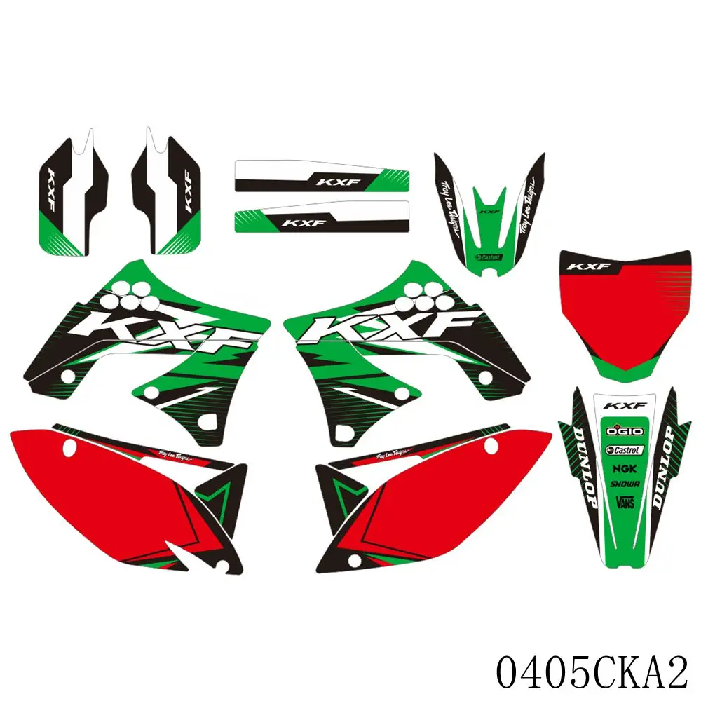 

For Kawasaki KX250F KXF250 KXF 250 KXF 2009 2010 2011 2012 Full Graphics Decals Stickers Motorcycle Background Custom Number