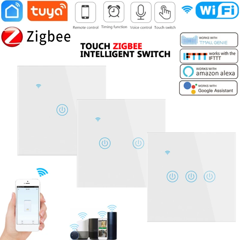 

Умный сенсорный переключатель Zigbee, 1/2/3 кнопок, для Alexa и Google Home