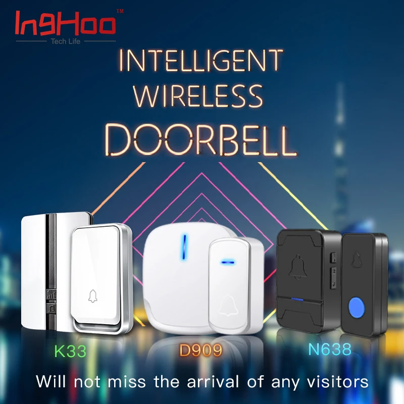 Дверной звонок IngHooUK с вилкой Стандарта ЕС и США наружный беспроводной