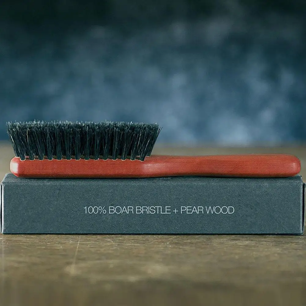 

Natural Boar Bristle Beard Brush Solid Wood Massage Black Boar Bristle Hair Brush Curved Wooden Men Shaving Beard Mustache Brush