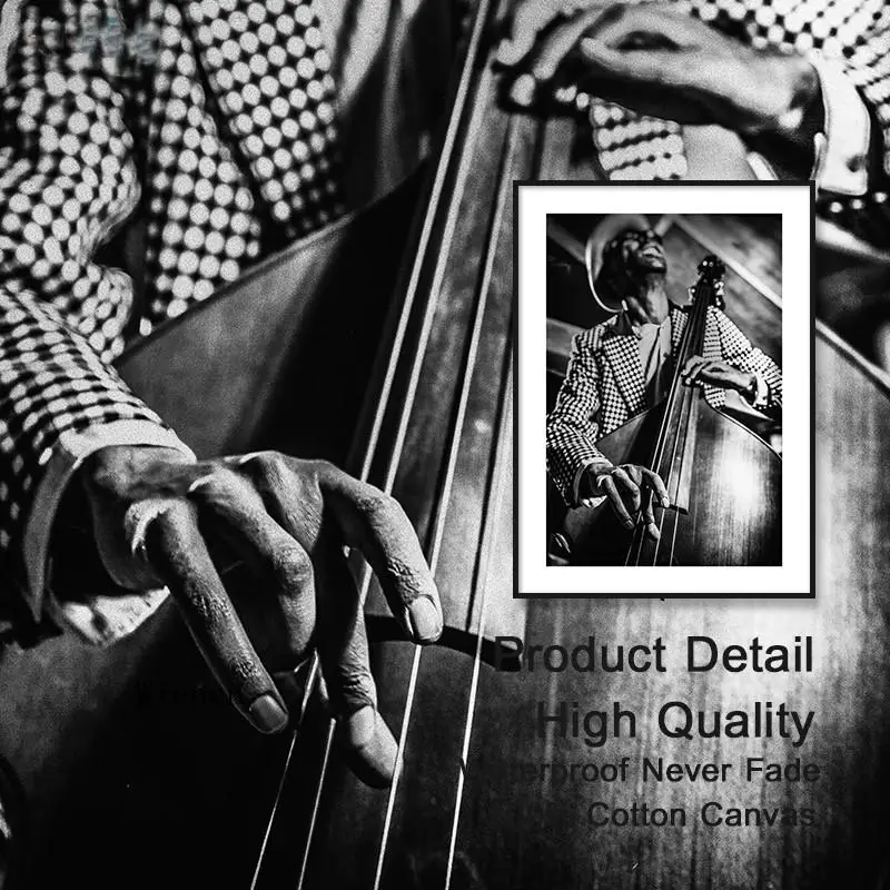 

Nordic Poster Guitar Jazz Music Record Canvas Decorative Painting Print Black and White Wall Art Picture for Living Room Bedroom