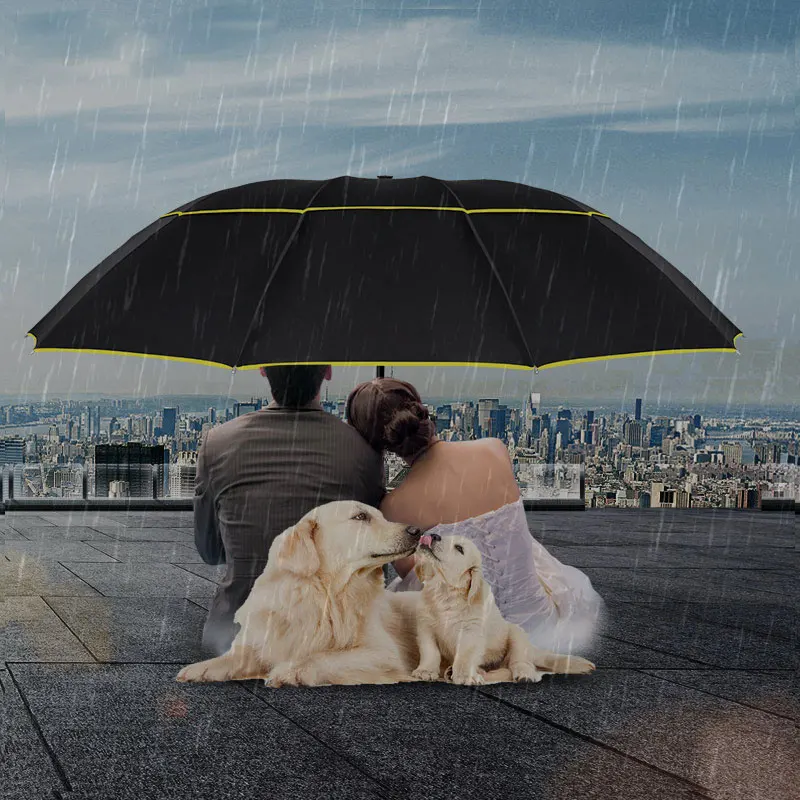 

NEW Big Umbrella 130cm Double Layer Folding Umbrella Rain Women 10Ribs Windproof Paragua Fashion Business large Umbrella Men